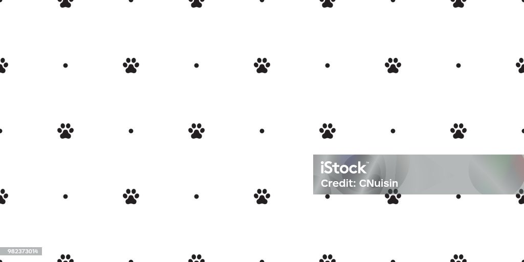 dog paw seamless pattern footprint vector french bulldog tile polka dot background wallpaper isolated white Animal stock vector