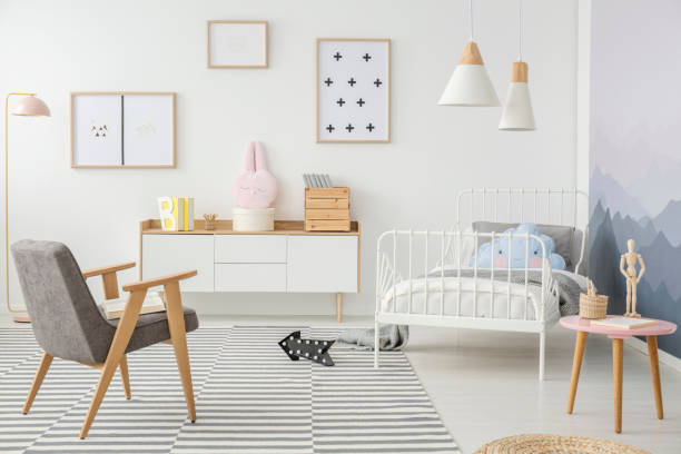 istock Girl's bedroom interior with mockup 982374480
