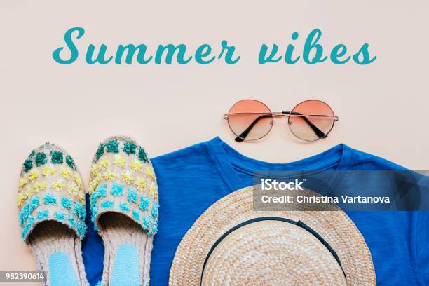 Summer Fashion Flatay Stock Photo - Download Image Now - Espadrilles, Above, Adult