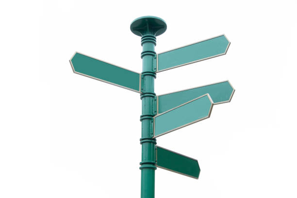 istock Crossroad signpost, Sign Post opposite directions. Blank for Copy Space. 982401890