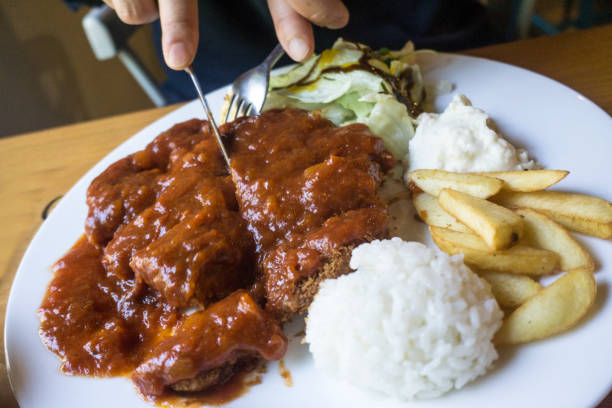 A pork cutlet in a Korean restaurant