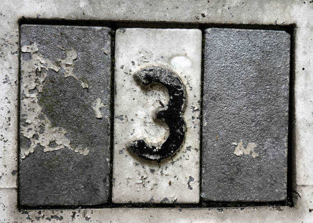 istock Written Wording in Distressed State Typography Found Number Three 3 982419212
