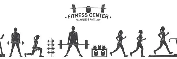 Vector illustration of Fitness club seamless pattern or background. Vector illustration