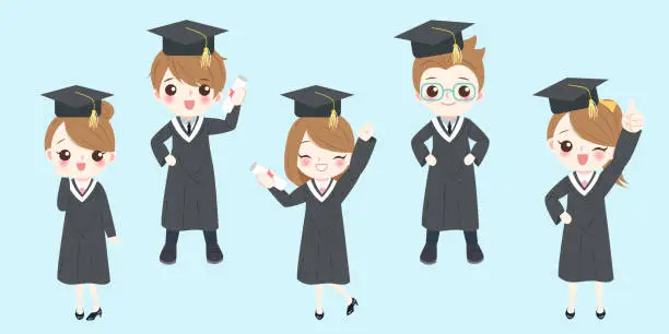 Vector illustration of cute cartoon graduate