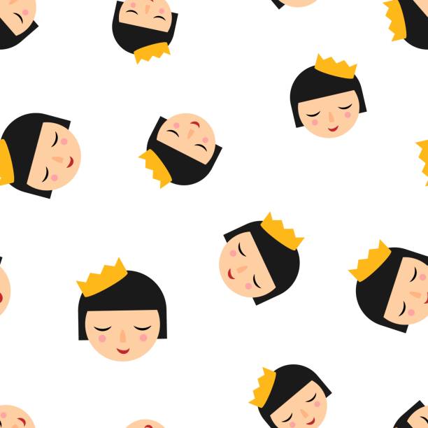 ilustrações de stock, clip art, desenhos animados e ícones de cute girl icon seamless pattern background. business concept vector illustration. woman character symbol pattern. - 12011