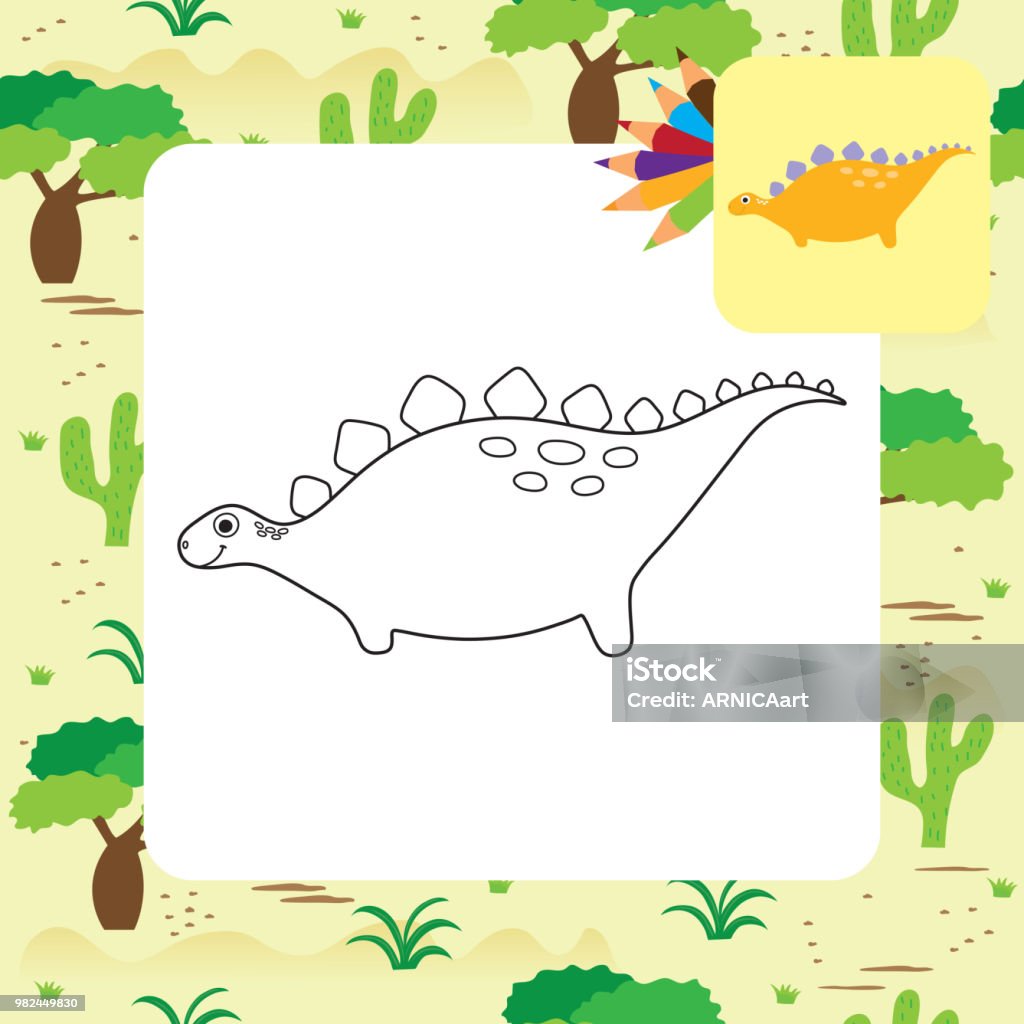 Cute cartoon Dino coloring book Cute cartoon Dino coloring book. Vector illustration Animal stock vector