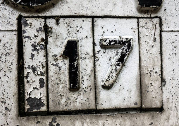 istock Written Wording in Distressed State Typography Found Number Seventeen, 17 982476526