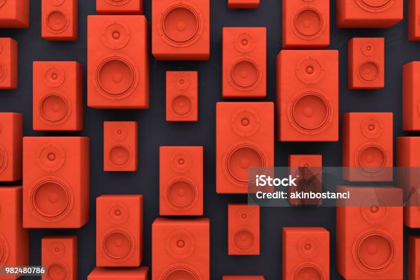 Audio Speakers Background Stock Photo - Download Image Now - Music, Speaker, Three Dimensional