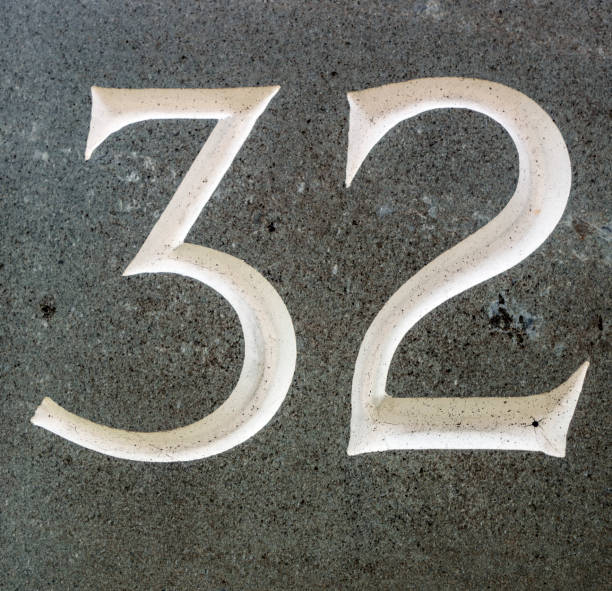 istock Written Wording in Distressed State Typography Found Number Thirty Two 32 982487758