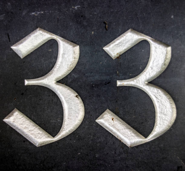 istock Written Wording in Distressed State Typography Found Number Thirty Three 33 982487894