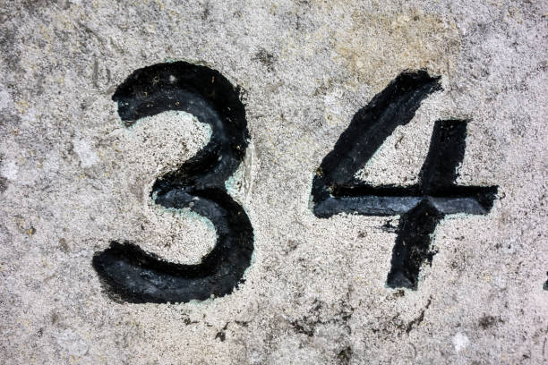 istock Written Wording in Distressed State Typography Found Number Thirty Four 34 982488702