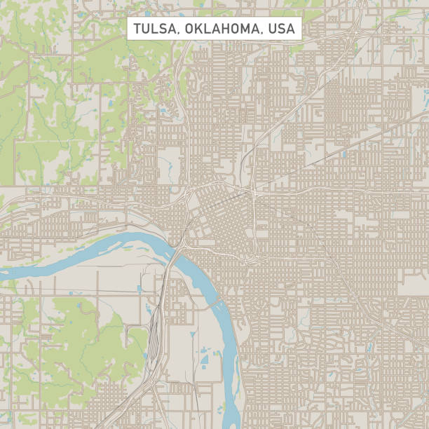 ilustrações de stock, clip art, desenhos animados e ícones de tulsa oklahoma us city street map - oklahoma tulsa map cartography