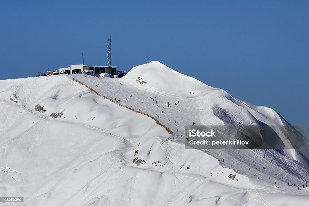 Skiing in La Plagne  Blue Stock Photo