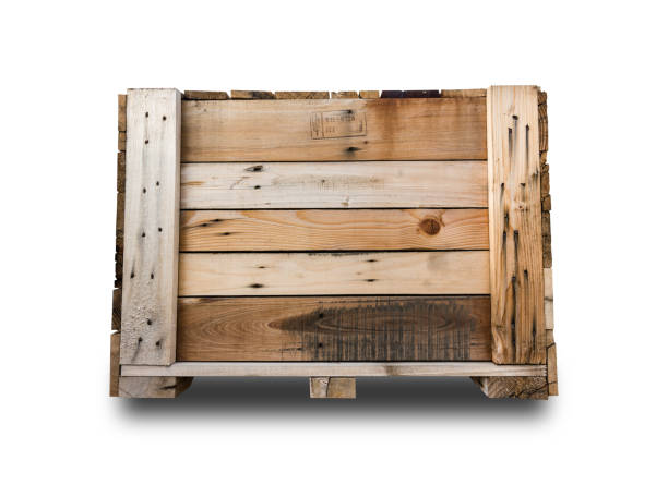 istock Wood Pallets - crates for transportation - Strong cargo security isolated 982504758