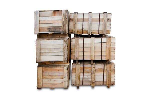 istock Wood Pallets - crates for transportation - Strong cargo security isolated - white background 982505602