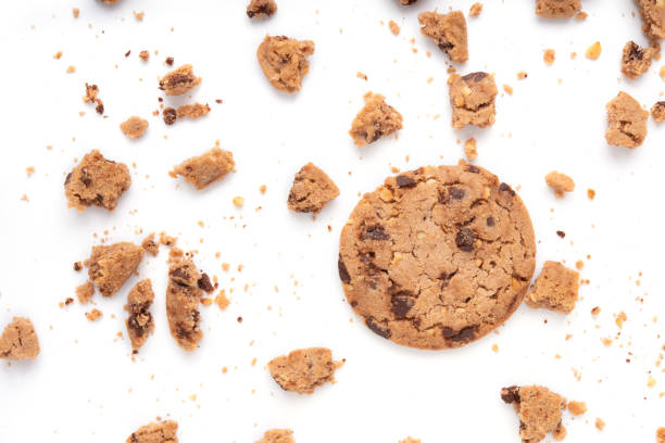 istock Background with cookies isolated on white background. Top view. 982524040