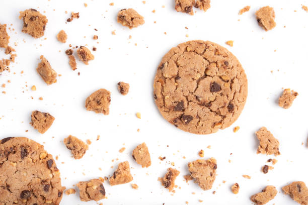 istock Background with cookies isolated on white background. Top view. 982524058