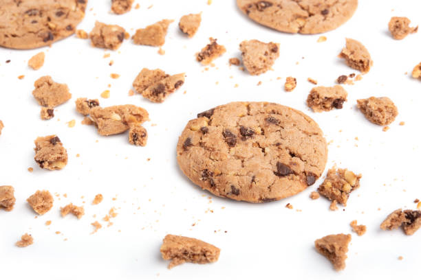 istock Background with cookies isolated on white background. Top view. 982524144