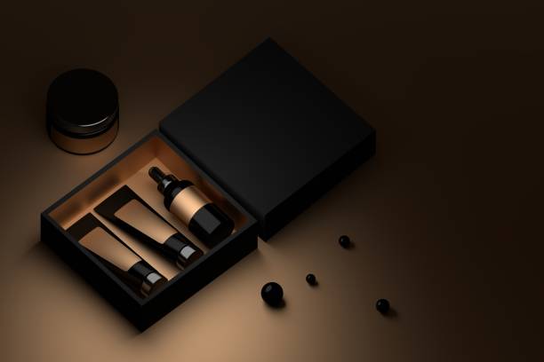 Cosmetics in black and golden box