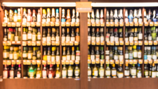 istock Abstract blurred chilled wine section at store in USA 982570368