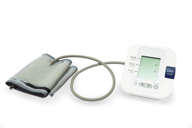 istock Blood pressure meter with blank screen Isolated on white. 982570480
