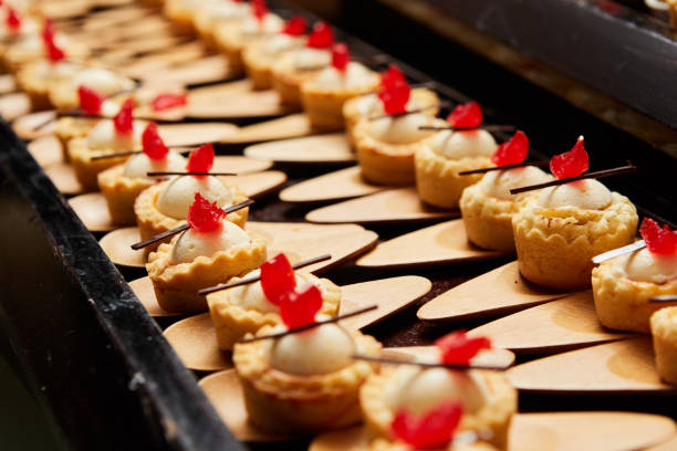 istock Canapes with dessert on the banquet table. 982579790
