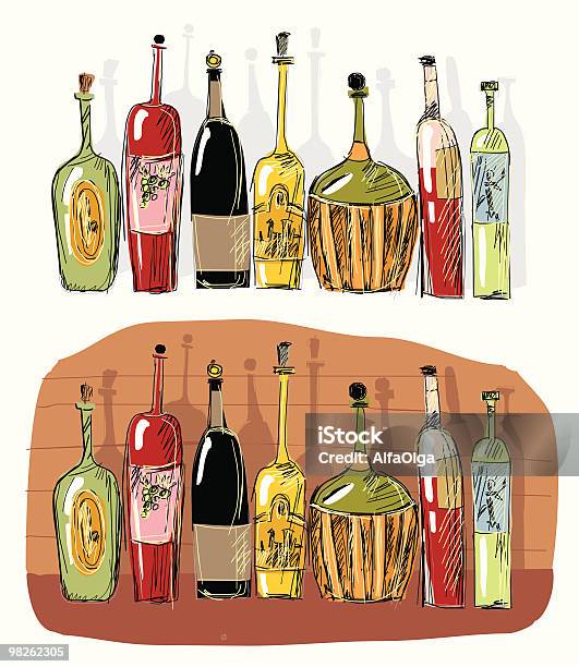 Bouteille De Vecteurs libres de droits et plus d'images vectorielles de Alcool - Alcool, Bouteille, Bouteille de vin