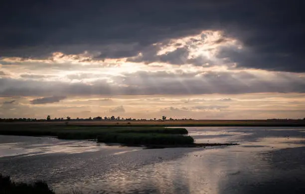 This picture shows a beautiful sunset after a storm at Fehmarn, an island in Germany