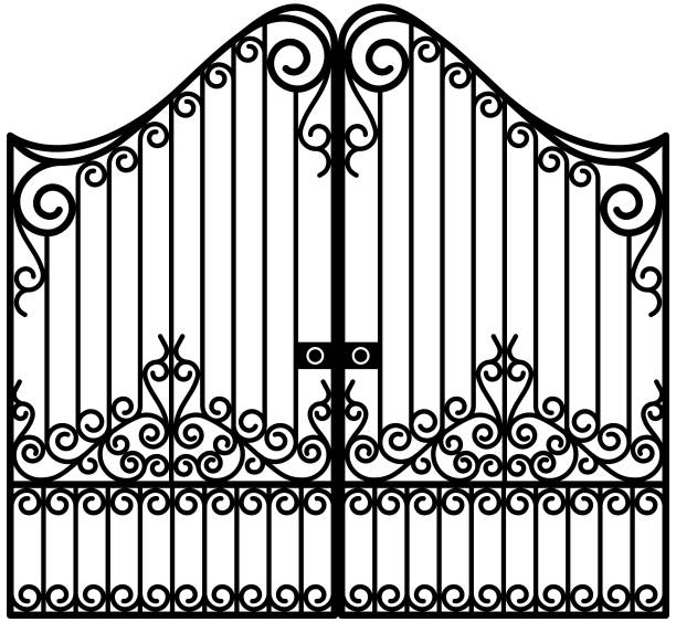 ilustrações de stock, clip art, desenhos animados e ícones de art nouveau iron gate vector - iron gate