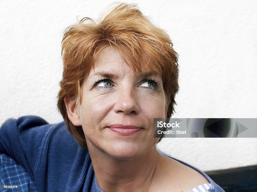 Middle-age  woman looking up  40-44 Years Stock Photo