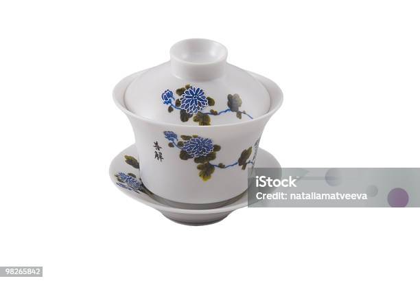 Chinese Bowl With Cover And Saucer Stock Photo - Download Image Now - Blue, Bowl, Chinese Culture