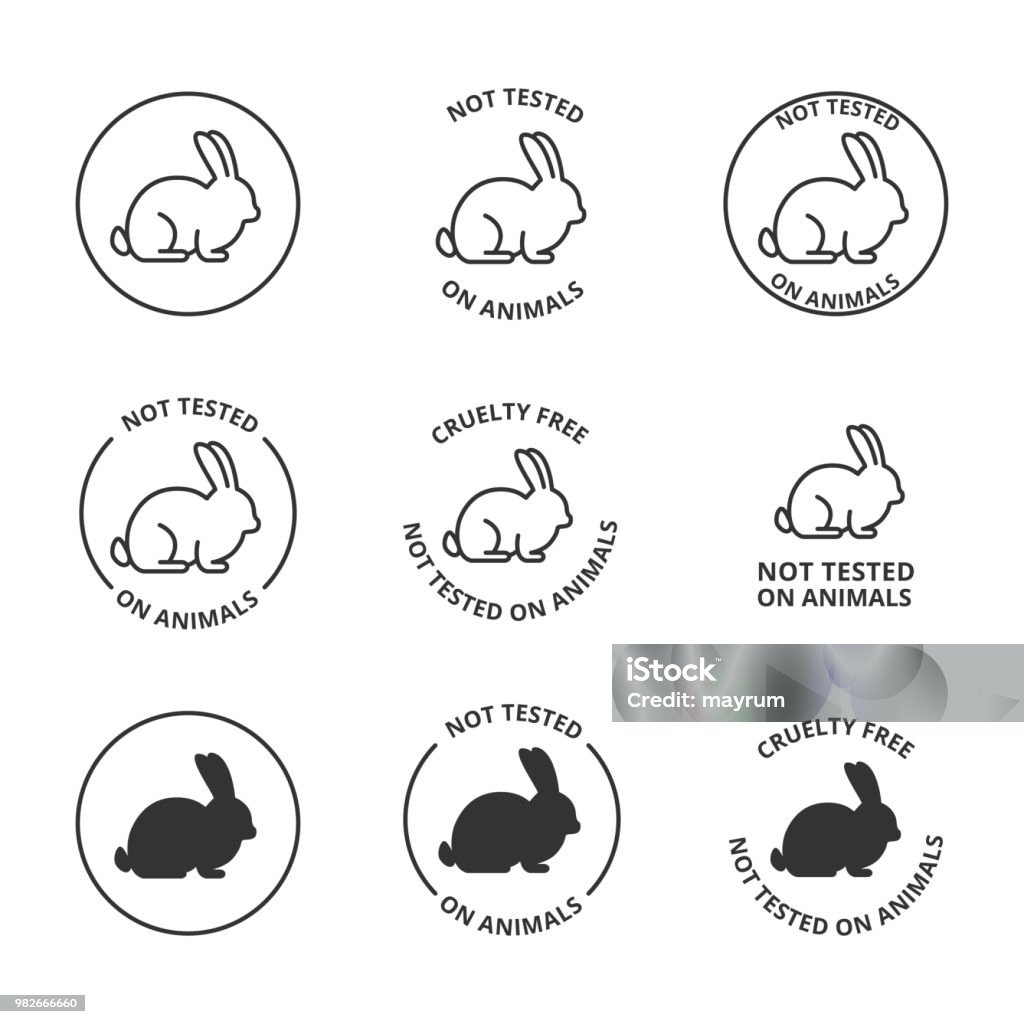 Not tested on animals, cruelty free icons Freedom stock vector