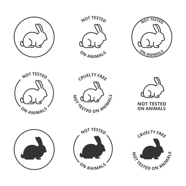 Not tested on animals, cruelty free icons Not tested on animals, cruelty free icons rabbit animal stock illustrations