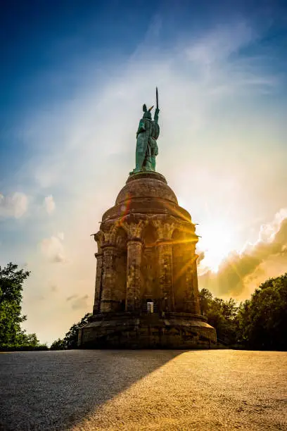 The Hermannsdenkmal in Germany at sunset