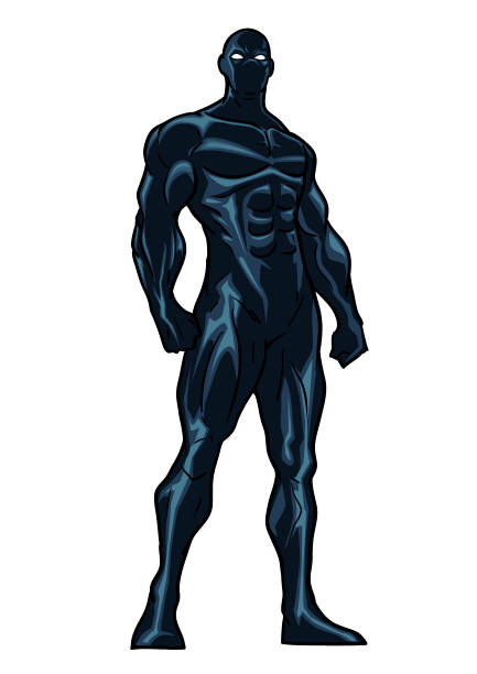 Vector Black Costume Superhero Illustration A comic book style vector illustration of an all black colored costume superhero. Isolated in white, easy to grab and edit. spandex stock illustrations