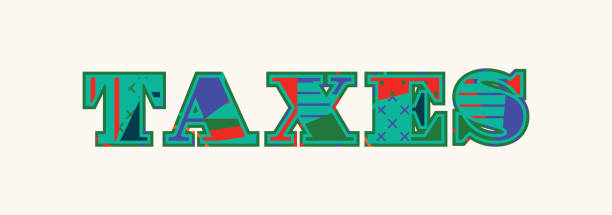 Taxes Concept Word Art Illustration The word TAXES concept written in colorful abstract typography. Vector EPS 10 available. tithe stock illustrations