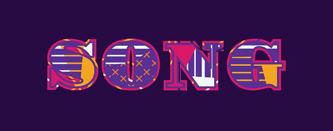 The word SONG concept written in colorful abstract typography. Vector EPS 10 available.