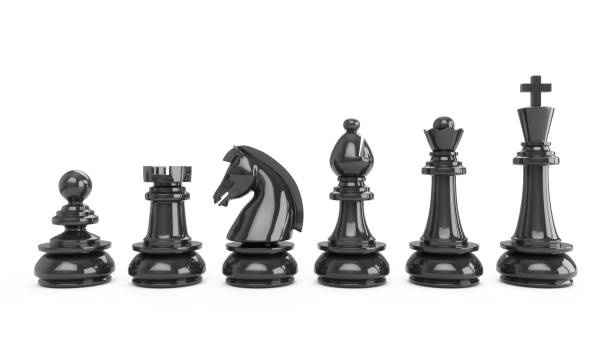 istock 3D Rendering Black chess pieces isolated on white background 982726056
