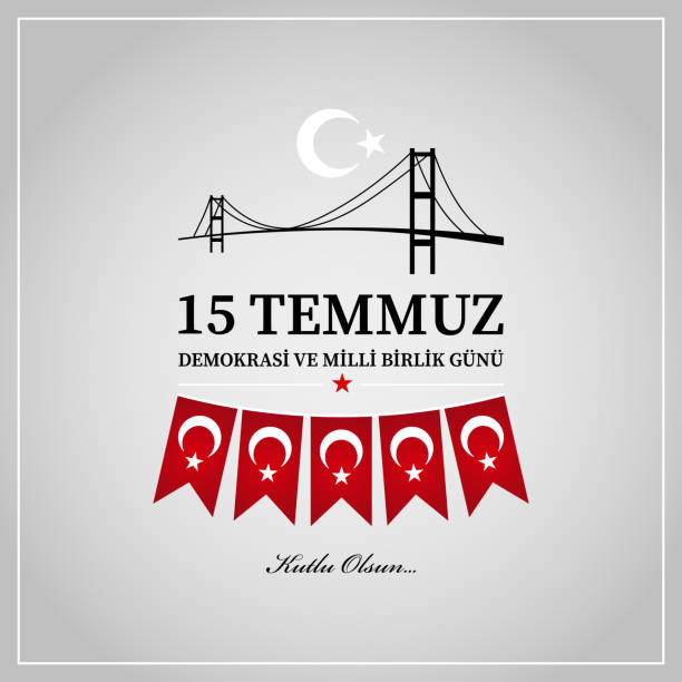 15 temmuz demokrasi ve milli birlik günü. übersetzung aus dem türkischen : 15. juli tag. - coup detats stock-grafiken, -clipart, -cartoons und -symbole