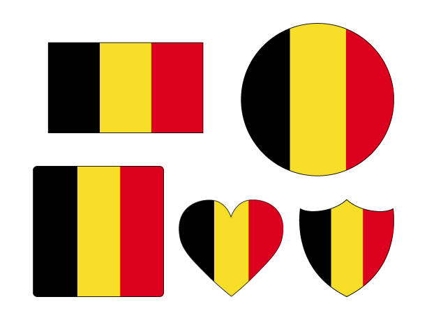 belgia flagi zestaw - belgium belgian flag flag shield stock illustrations