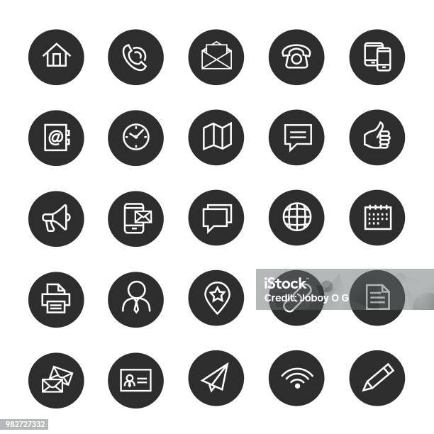 Contact Icons Stock Illustration - Download Image Now - 'at' Symbol, .com, 2015