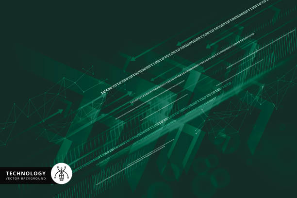 abstrakcyjna koncepcja innowacji technologicznej - hexagon backgrounds mesh green stock illustrations