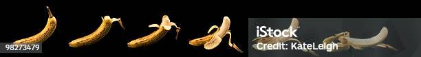 Sequence Peeling Banana Stock Photo - Download Image Now - Banana, Black Background, Black Color