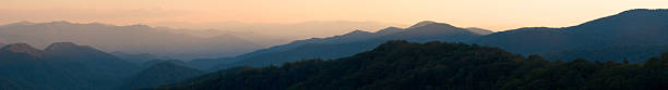 sonnenuntergang panorama von newfound gap - great smoky mountains great smoky mountains national park panoramic appalachian mountains stock-fotos und bilder