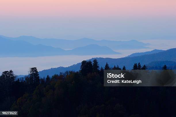 Clouds Between Sunrise Peaks Stock Photo - Download Image Now - Aerial View, Appalachia, Appalachian Mountains