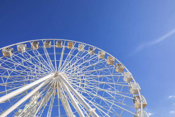 istock Big ferris wheel against the blue sky. 982735598