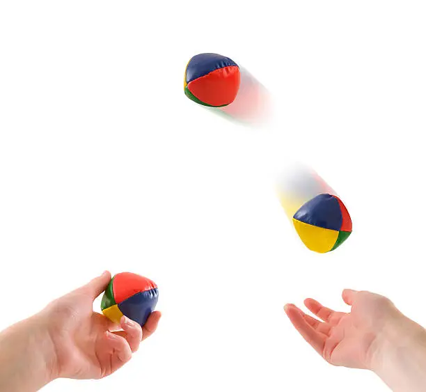 Photo of A first person perspective of juggling