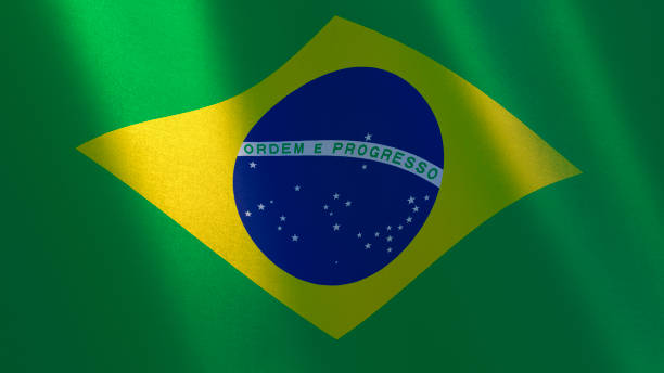 istock Brasil. Waving Brasilian flag. 3D illustration 982742278