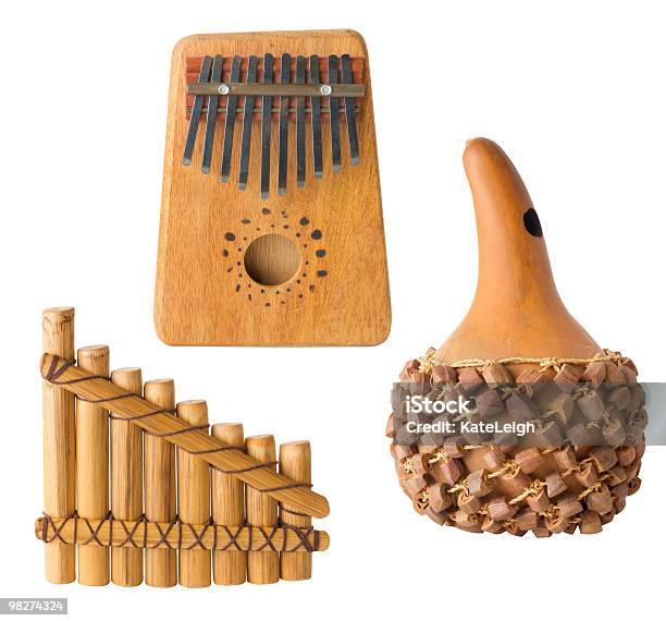Ethnic Musical Instruments Isolated Stock Photo - Download Image Now - Thumb Piano, Cut Out, Indigenous Culture