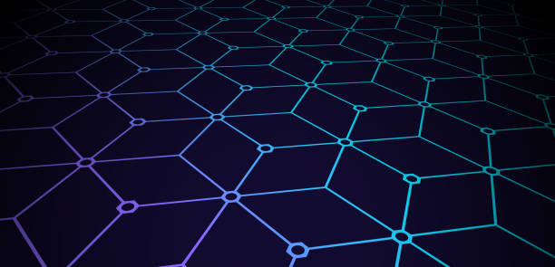 illustrazioni stock, clip art, cartoni animati e icone di tendenza di blockchain connected built structure seamless pattern - hexagon honeycomb repetition connection
